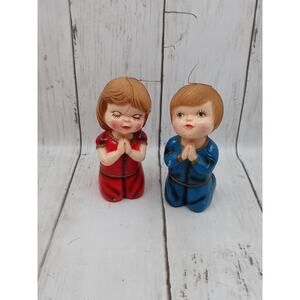Vintage Praying Children Christmas Ornament Boy Girl Large Holiday Decoration
